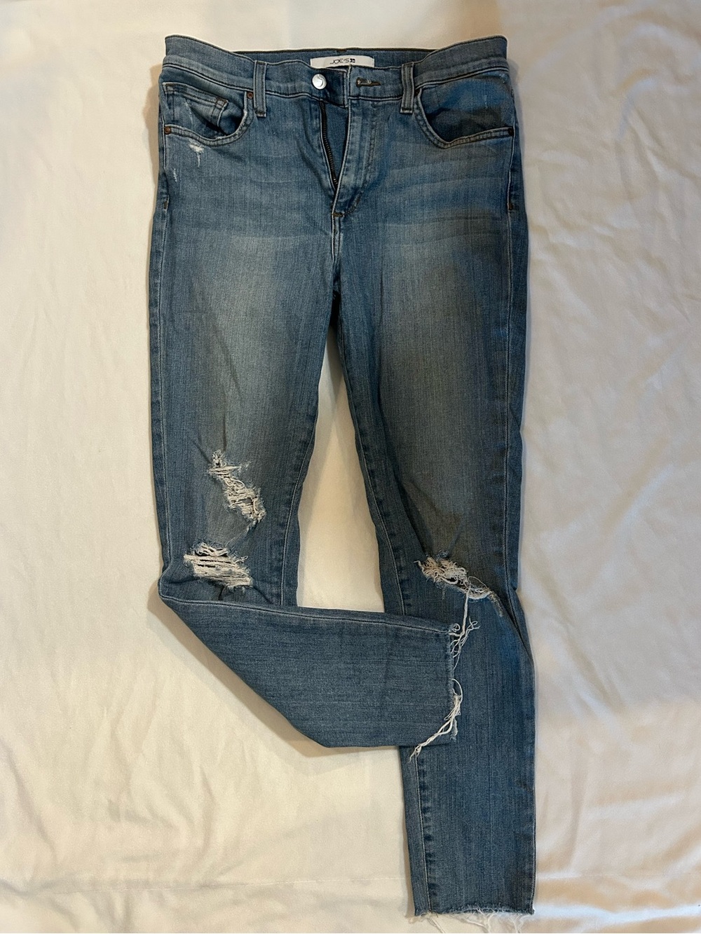 Joe’s high rise skinny distressed